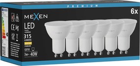 Mexen Nova 6x żarówka LED GU10, 3W, Ciepła - 3000K, 315 lm - L107-GU10-0330-01x06