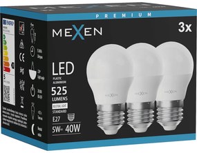 Mexen Nova 3x żarówka LED E27, G45, 5W, Neutralna - 4000K, 525 lm - L101-E27-0540-01x03