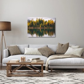 Obraz na szkle - leśne jezioro (70x50 cm)