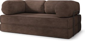 Masseno Sofa piankowa ALVIO z funkcją spania, Kanapa z pianki do salonu, Bezmontażowa, Tkanina sztruksowa – Brązowy POSO 06