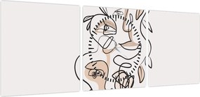 Obraz - Makijaż twarzy ze sztuką linii (z zegarem) (90x30 cm)