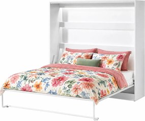 Bialy poziomy tapczan z półką 160x200 C6-L14