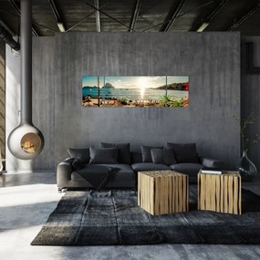 Obraz - Plaża z ludźmi (170x50 cm)