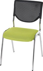 Krzesło dla gości H401 sztaplowane,  siedzisko zielone, chromowane nóżki