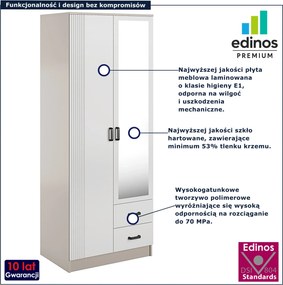 Skandynawska szafa z lustrem kaszmir + biały P7-Z83