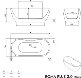 Wolnostojąca wanna ROMA PLUS 2.0