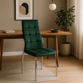 Krzesło Tapicerowane do Jadalni MOLLY Zielone Welurowe Nowoczesne