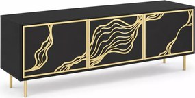 Szafka RTV Gambia 161 cm – nowoczesna, glamour, 3 drzwi, metalowe nóżki