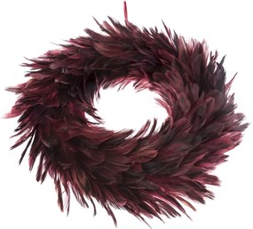 Wianek z puchatych piór, średnica 30 cm, winny