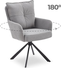 Krzesło Tapicerowane Obrotowe do Salonu CITY Szare Sztruksowe Nowoczesne