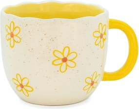 Żółto-kremowy porcelanowy kubek 350 ml Surprise Highland Cow – Sass &amp; Belle