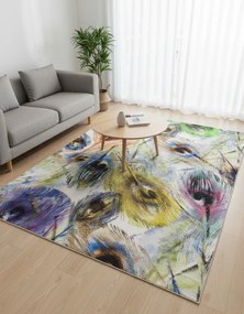 Kolorowy prostokątny dywan w pawie pióra B2-T63