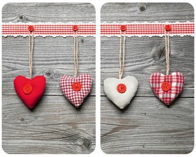Szklane płyty ochronne HEARTS na kuchenkę - 2 sztuki, WENKO