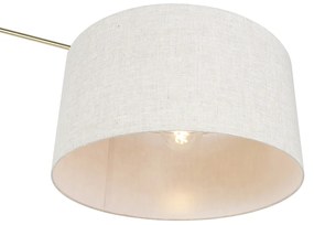 Lampa podłogowa złota z kloszem jasnoszarym 50 cm regulowana - EditorDesignerski Oswietlenie wewnetrzne