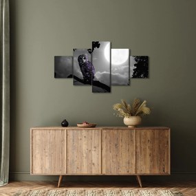 Obraz - Nocna sowa, fioletowa sowa (125x70 cm)
