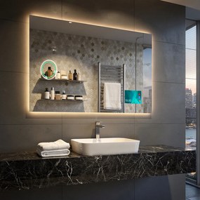 Lustro z oświetleniem L58 ledowe do łazienki, duże lustro na wymiar, kryształowa tafla z podświetleniem do makijażu ze szlifowanym krawędziami