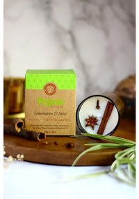 Organiczna świeca kadzidlana Lemongrass &amp;Spice 200 g w szklanym słoiku ze złotą folią