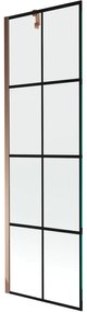 Mexen Next parawan nawannowy 1-skrzydłowy 60 x 150 cm, czarna kratka, różowe złoto - 895-060-000-00-77-60