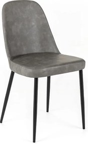 Zestaw 4 nowoczesnych jasnoszarych krzeseł do jadalni „Damascus” obitych miękką w dotyku skórą ekologiczną