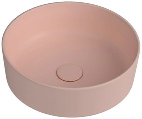 Umywalka ceramiczna nablatowa okrągła różowa bez otworu na baterię 42 cm LERA Pink
