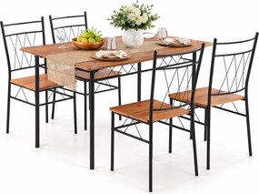 Stół z krzesłami dąb naturalny + czarny  H1-N00