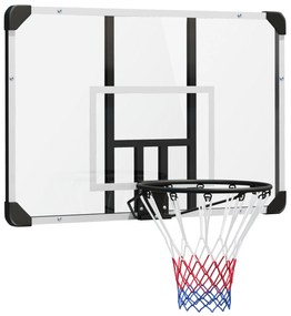 SPORTNOW Kosz do koszykówki z niełamliwą tablicą, regulowany, Indoor & Outdoor, stalowa rama, Czarny