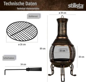 STILISTA Kominek tarasowy, 89 cm, brąz