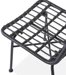 K401 krzesło czarny, popielaty, rattan syntetyczny, boho, skandynawski