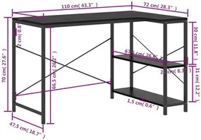 Czarne biurko narożne z metalowym stelażem - Sinsiew