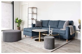 Okrągły stolik w biało-złotym kolorze z blatem w dekorze marmuru 70x70 cm Bolzano – House Nordic