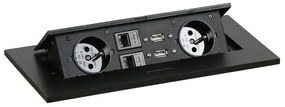 Port blatowy TYP III - wpuszczany, 2 gniazda, 2x port USB, 2x RJ45 port, czarny