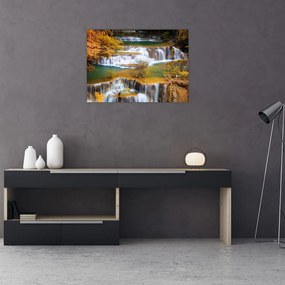 Obraz - Wodospady Huay Mae Khamin, Tajlandia (70x50 cm)