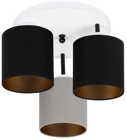Lampa sufitowa biała trzypunktowa z szaro-czarnymi abażurami C-3030WE-