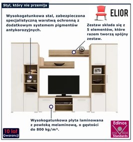 Meblościanka biała + dąb sonoma - Armo 5X