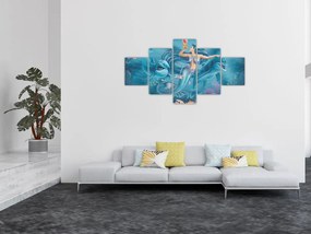 Obraz - Syrenka z delfinami (125x70 cm)