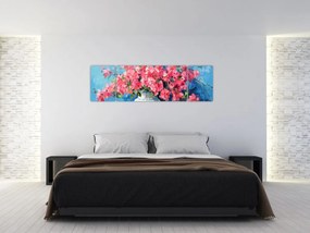 Obraz - Wazon z różowymi kwiatami (170x50 cm)
