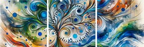 Obraz – Kolorowe energetyczne drzewo (z zegarem) (90x30 cm)