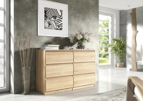 Komoda NUDO - Dąb sonoma / Front Dąb sonoma / Mat / 120 cm / 6 szuflad
