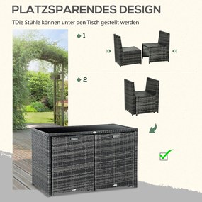 Outsunny Zestaw Mebli Ogrodowych Rattanowych 5 Części Stół Krzesła Sofa Stal Szary Komplet do Jadalni | Aosom PL