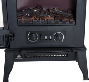 HOMCOM Elektrokamin, cichy kominek wolnostojący z efektem płomienia, piec kominkowy 2000W