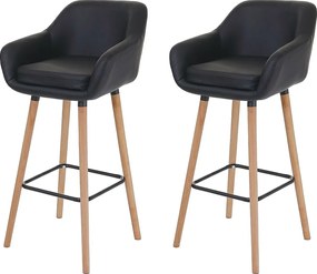 Stołek barowy Vaasa T381 (zestaw 2 szt.),  imitacja skóry, czarny