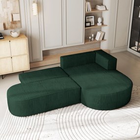 Masseno Narożnik CORTIO z funkcją spania i pojemnikiem na pościel Narozniki L, Rozkładana sofa - Zielony, POSO 14