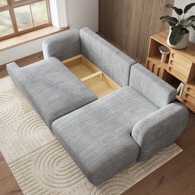 Masseno Narożnik MODENZA z funkcją spania i pojemnikiem na pościel Narozniki L, Rozkładana sofa - Jasnoszary, POSO 55