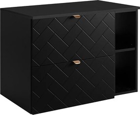 Meble łazienkowe, Czarny Mat, 80 x 57 x 46 cm, uchwyty złote