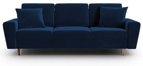 Niebieska aksamitna rozkładana/ze schowkiem sofa 235 cm Kyoto – Cosmopolitan Design