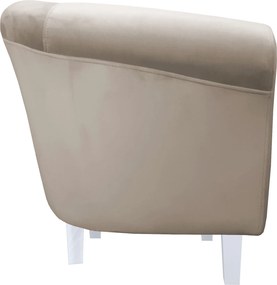 Fotel Milo tkanina Welur wygodny fotel tapicerowany do salonu i sypialni : Kolor nogi - Biała, Kolor tkaniny - VELVET - MG09, Wysokość nogi - 15 cm