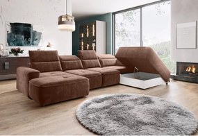 Narożnik COLOMBO XL z elektryczną regulacją siedziska Prawostronny w tkaninie PALLADIUM 08 WERSAL