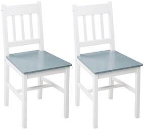 HOMCOM Zestaw 2 krzeseł do jadalni i kuchni z litego drewna białe 41x46,5x85,5 cm | Aosom PL