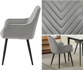 Krzesło fotelowe z przeszyciami w jodełkę Nana, welur