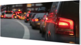 Panel szklany do Kuchni Korki i Światła Wielkiego Miasta